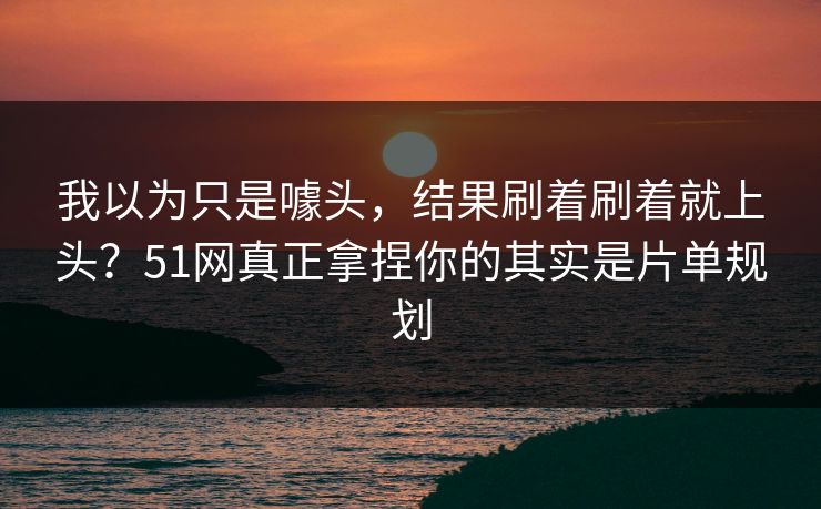 我以为只是噱头，结果刷着刷着就上头？51网真正拿捏你的其实是片单规划