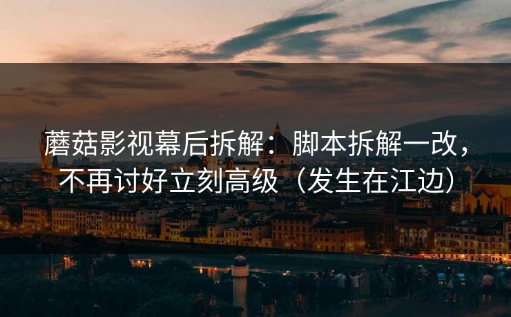 蘑菇影视幕后拆解：脚本拆解一改，不再讨好立刻高级（发生在江边）