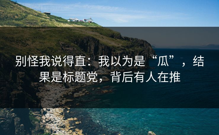 别怪我说得直：我以为是“瓜”，结果是标题党，背后有人在推