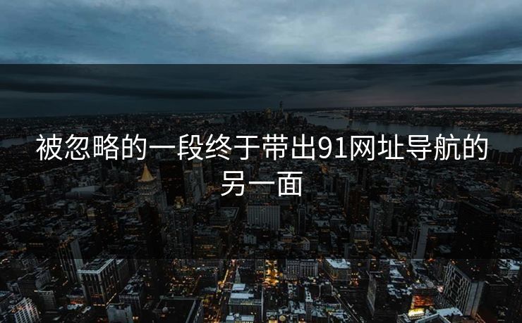 被忽略的一段终于带出91网址导航的另一面