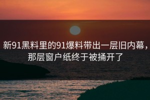 新91黑料里的91爆料带出一层旧内幕，那层窗户纸终于被捅开了