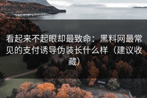 看起来不起眼却最致命：黑料网最常见的支付诱导伪装长什么样（建议收藏）
