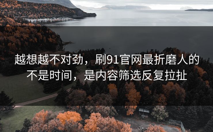 越想越不对劲，刷91官网最折磨人的不是时间，是内容筛选反复拉扯