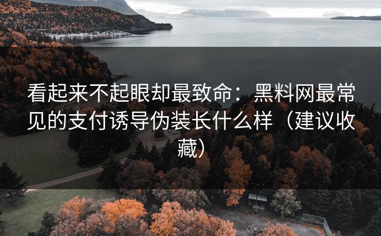 看起来不起眼却最致命：黑料网最常见的支付诱导伪装长什么样（建议收藏）