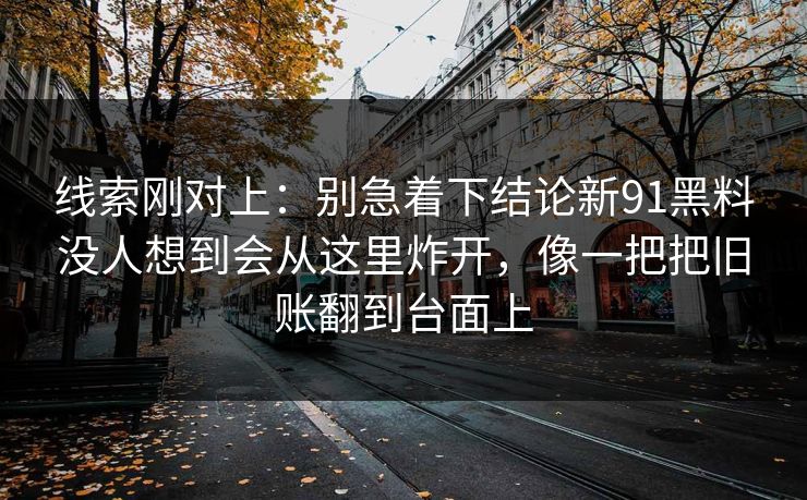 线索刚对上：别急着下结论新91黑料没人想到会从这里炸开，像一把把旧账翻到台面上