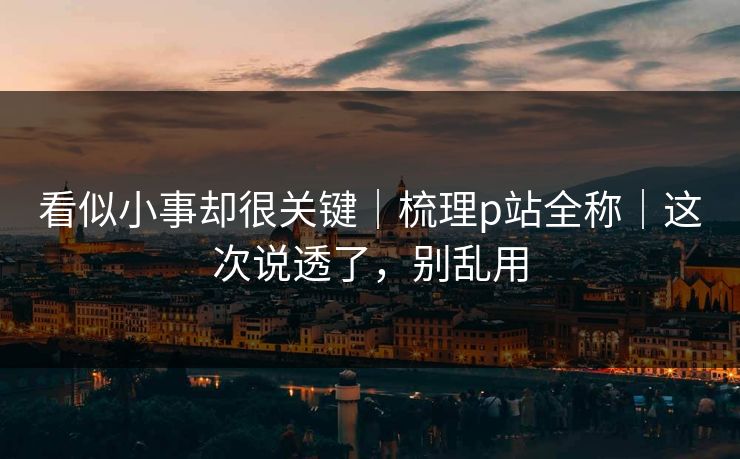 看似小事却很关键｜梳理p站全称｜这次说透了，别乱用